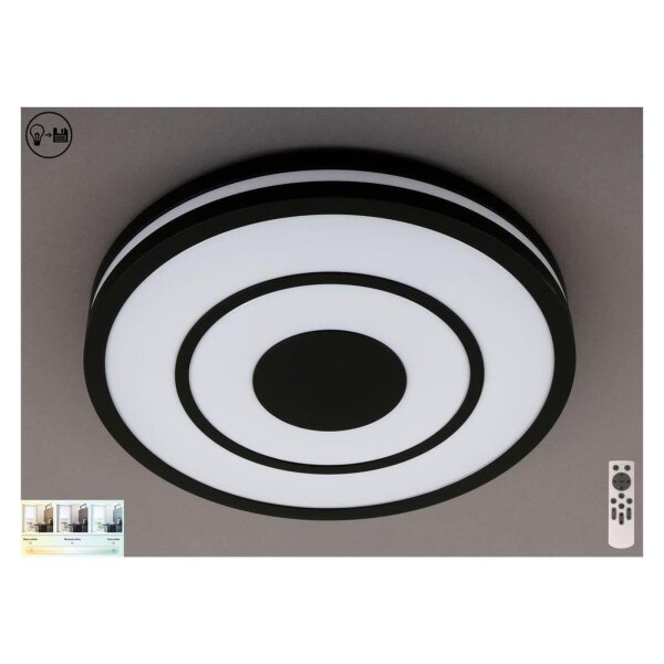 LED Deckenleuchte Ripple, Schwarz, 24 Watt, 3000 – 6500K, dimmbar, mit Fernbedienung – Briloner