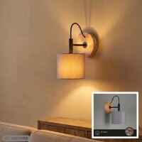 Wandlampe Rhon, Schwarz / Braun / Grau, 25 Watt,...