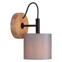 Wandlampe Rhon, Schwarz / Braun / Grau, 25 Watt, E14-Fassung, Holz, Ø 12,5 cm – Briloner