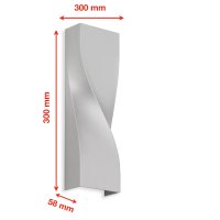 Telefunken  Außenlampe LED 12W Up&Down 2-flammig IP44 Wandleuchte Geschwungen Silber