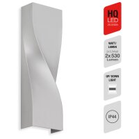 Telefunken LED Außenwandleuchte Up & Down 12W 2-flammig IP44 Geschwungen Silber