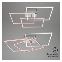 B-Kartonage Briloner  Frame LED Deckenlampe Fernbedienung Dimmbar 3-flammig Schwenkbar Chrom-Alu