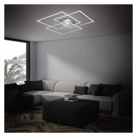 B-Kartonage Briloner  Frame LED Deckenlampe Fernbedienung Dimmbar 3-flammig Schwenkbar Chrom-Alu