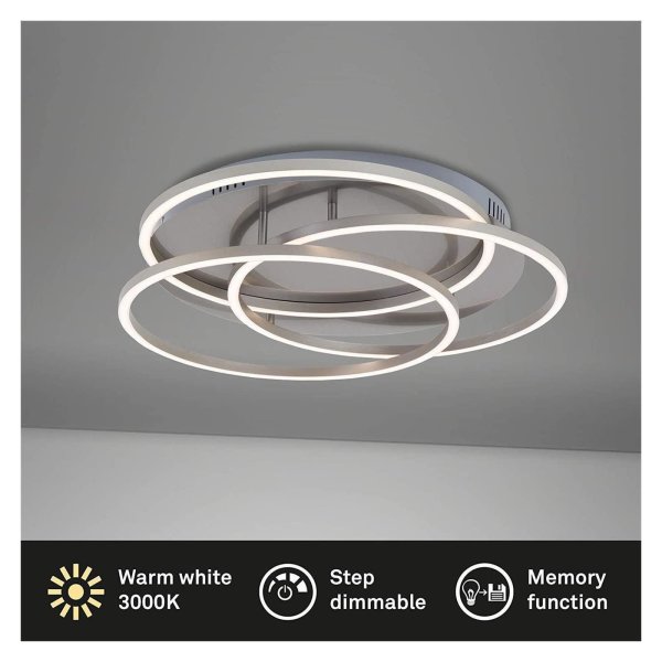 Briloner  Frame LED Deckenlampe Nickelmatt dimmbar über Lichtschalter