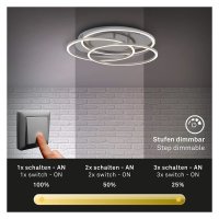 Briloner  Frame LED Deckenlampe Nickelmatt dimmbar über Lichtschalter