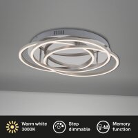 LED Deckenlampe Frame, Nickelmatt, 56 Watt, 3000K, dimmbar, Ø 54,6 cm – Briloner