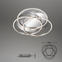 LED Deckenlampe Frame, Nickelmatt, 56 Watt, 3000K, dimmbar, Ø 54,6 cm – Briloner
