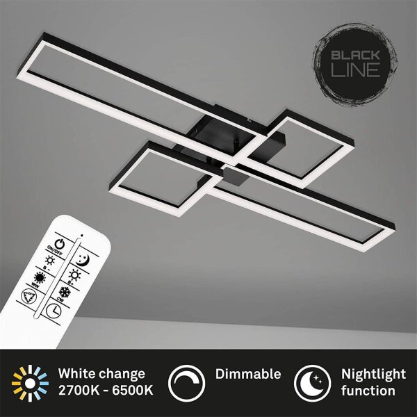 Briloner  Frame LED schwarz dimmbar Fernbedienung Nachtlicht Timer