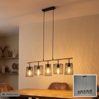 5-flammige Pendelleuchte Retro, Schwarz / Braun, 5 x E27...