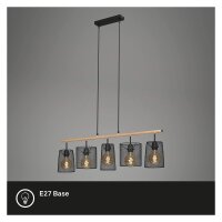 5-flammige Pendelleuchte Retro, Schwarz / Braun, 5 x E27 max. 60W, 96 x 120 cm – Briloner