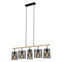 5-flammige Pendelleuchte Retro, Schwarz / Braun, 5 x E27 max. 60W (exkl.) – Briloner