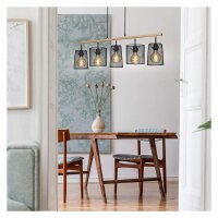 5-flammige Pendelleuchte Retro, Schwarz / Braun, 5 x E27 max. 60W (exkl.) – Briloner