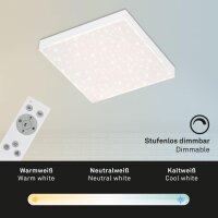 LED Deckenleuchte Sternenhimmel, Weiß, 15 Watt, dimmbar, mit Fernbedienung – Briloner