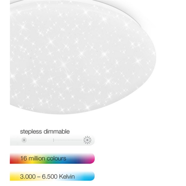 Telefunken Deckenleuchte LED 15W Wifi Sternenhimmel Deckenlampe RGB CCT Fernbedienung Rund Weiß