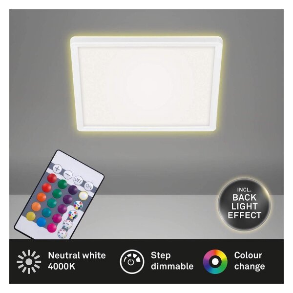 Briloner  Slim LED Panel Back Light Fernbedienung RGB Dimmbar Quadratisch Weiß