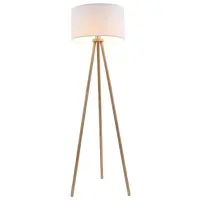 Stehleuchte Briloner Floor Stehlampe 148cm Stoffschirmleuchte Holz Weiß