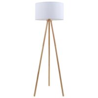 Stehleuchte Briloner Floor Stehlampe 148cm Stoffschirmleuchte Holz Weiß