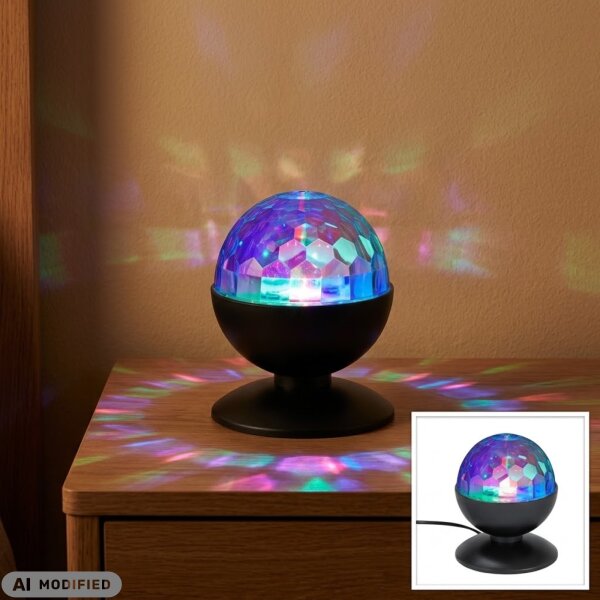 LED-Tischkugel Disco Light, Schwarz, RGB, Ø 12,5 cm – Briloner