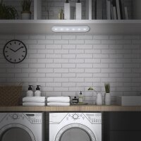 Akku-Tischleuchte Row, Silberfarbig, 2 Watt, 30,5 x 6,3 x 2,6 cm – Briloner
