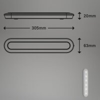 Akku-Tischleuchte Row, Silberfarbig, 2 Watt, 30,5 x 6,3 x 2,6 cm – Briloner
