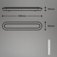 Briloner  Row LED Unterbauleuchte Push Light Timerfunktion Batteriebetrieben Silberfarbig