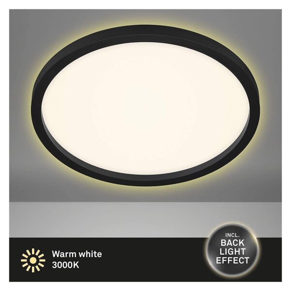 Deckenleuchte Briloner LED 22W Deckenlampe backlight Effekt Schwarz Rund