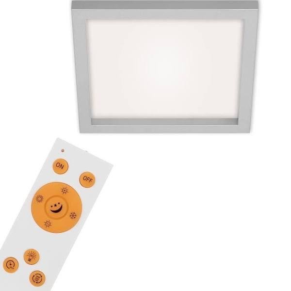 Deckenleuchte Briloner Geo Basic LED Deckenlampe Dimmbar Fernbedienung Quadratisch Chrom-Matt