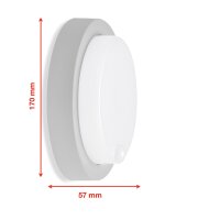 Telefunken LED Außenwandleuchte 12W Bewegungsmelder Rund IP44 Silber