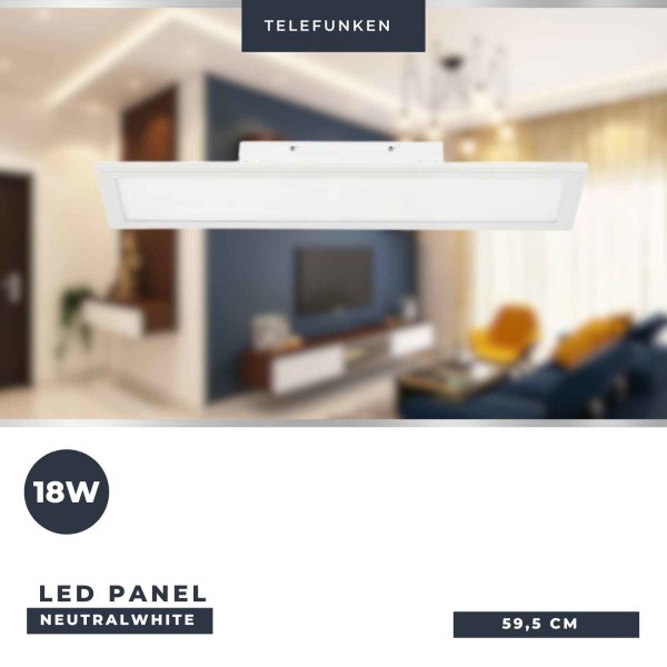 Telefunken  Deckenlampe LED 18W Panel Eckig Wei&szlig;