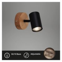 Briloner  Muritz Wandlampe 1-flammig Schwenkbar Spot Holz Schwarz