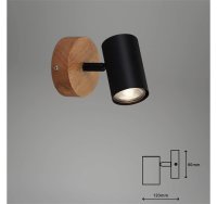 Briloner  Muritz Wandlampe 1-flammig Schwenkbar Spot Holz Schwarz