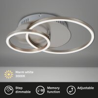 Deckenleuchte Briloner Frame LED 30W Deckenlampe dimmbar ü. Schalter Nickel-Matt