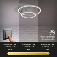 Deckenleuchte Briloner Frame LED 30W Deckenlampe dimmbar ü. Schalter Nickel-Matt
