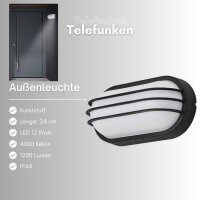 Telefunken LED Außenwandleuchte 12W IP44 Schwarz