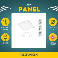 Telefunken  Deckenlampe LED 13W Panel Sensor Eckig...