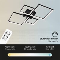 Deckenleuchte Briloner Frame 40 Watt LED Deckenlampe Fernbedienung dimmbar CCT Schwarz