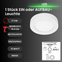 Briloner  Sky 2in1 LED Einbaulampe Aufbaulampe 12W Rund...