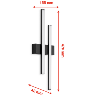 Telefunken  LED Außenlampe 8W 2-flammig IP44 Wandleuchte Schwarz