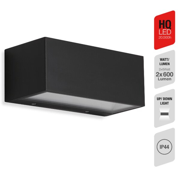 Telefunken  Außenlampe LED 6W Glasabdeckung Wandleuchte Schwarz