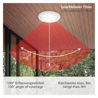 Briloner  Helsinki LED Außenlampe 12W IP44 Bewegungssensor Rund Weiß