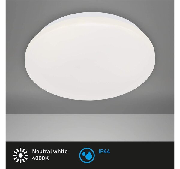 LED Deckenlampe Splash, Weiß, 12 Watt, 4000K, IP44, Ø 28,8 cm – Briloner