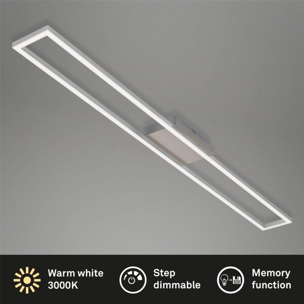 Briloner Deckenleuchte Frame LED 20W Stufendimmbar Deckenlampe Nickel-Matt