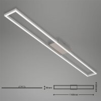 Briloner Deckenleuchte Frame LED 20W Stufendimmbar Deckenlampe Nickel-Matt