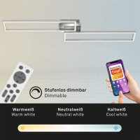 Deckenleuchte Briloner LED 40W Frame Smart Home Fernbedienung CCT Dimmbar Deckenlampe Chrom Alu