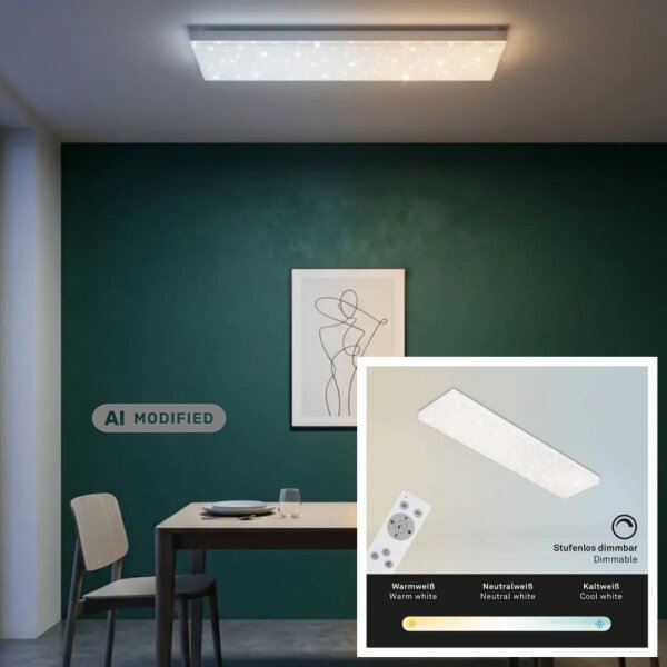 Briloner Frameless LED Panel 100 cm Weiß, dimmbar mit Fernbedienung, CCT 24W