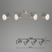 Deckenleuchte Briloner 4xE14 79CM Deckenlampe Schwenkbar Strahler Metall Spot Silber Weiß