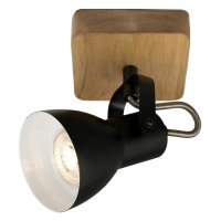 Briloner  Abbo Wandlampe 1-flammig Spot Schwenkbar Strahler Holz Schwarz