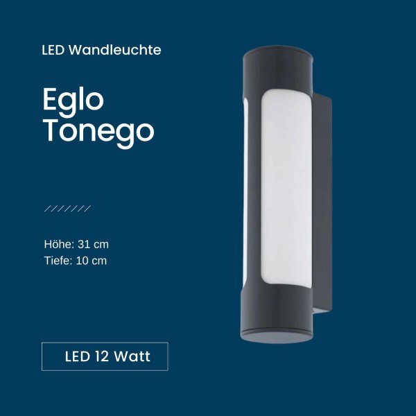 Außenleuchte Eglo Tonego LED Wandlampe IP44 Anthrazit Gartenlampe