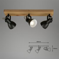 Strahler Briloner Holz Schwarz Metall 3 flammig Spot Deckenlampe Deckenleuchte