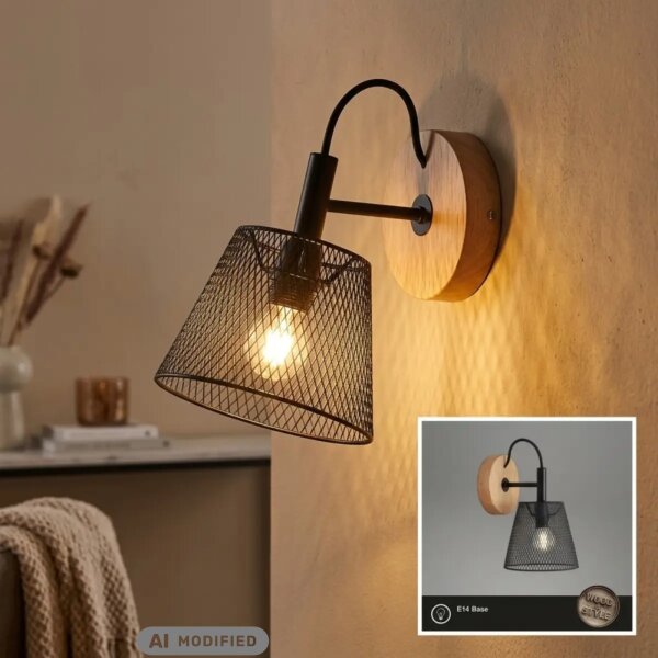 Wandlampe Taunus, 25 Watt, E14-Fassung, Holz, 18,5 x 12,5 cm – Briloner